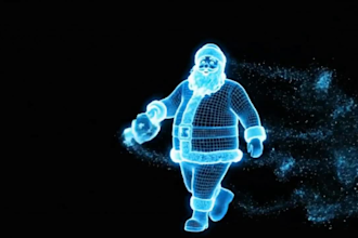 create christmas hologram animation santa claus led fan holiday visual loop