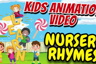 create distinct 2d animation kid song or learning videos