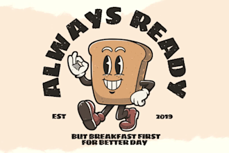 create retro vintage cartoon character for mascot logo and t shirt