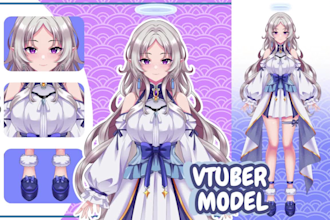 design high quality live2d vtuber art character in anime style for stream