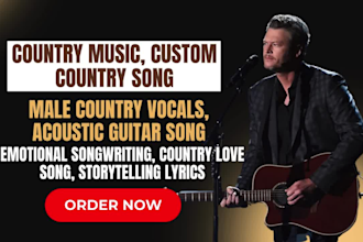 write and sing heartfelt  custom country song with acoustic guitar soulful vocal