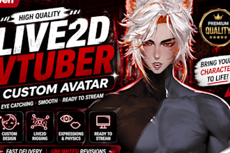 draw and rigging live2d furry vtuber model, 2d vtuber rigging, commission, anime