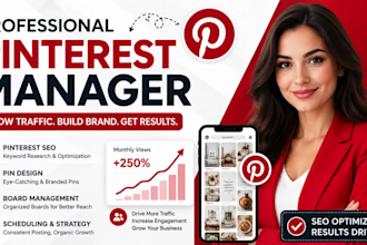grow your pinterest account with SEO, pin design and management