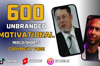 create 600 motivational instagram reels, youtube shorts and tik toks