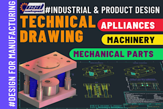 make 2d drawings, technical drawing, 3d model cad design