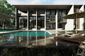do backyard landscape design, commercial exterior   and real estate rendering