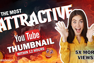 design attractive eye catchy youtube thumbnail in  2 hours