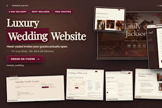 design a wedding website with rsvp, countdown and hosting