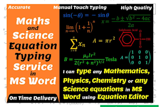 be your math, science equation typist using equation editor in ms word