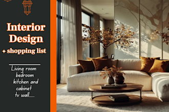 do 3d interior design décor living room, bedroom, kitchen, ikea shop list, bath
