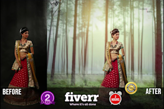 do photo editing and retouching with background change