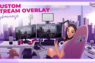 custom animated twitch stream overlay, starting soon, brb, offline