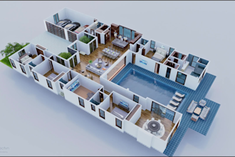 create 3d floor plan or interior by sketchup