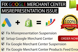 fix google merchant center suspension, misrepresentation