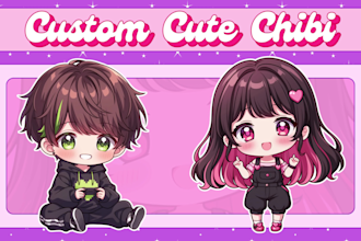 draw kawaii cute chibi character of your oc, vtuber, and avatar in anime style