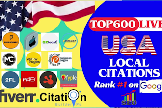 perform top 600 USA directory submissions and local citations