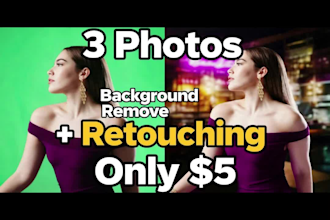 do 3 photos background removal  and  retouching