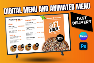 do editable restaurant digital menu board tv screen menu animated menu food menu