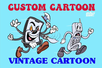 draw custom vintage cartoon mascot for tshirt design