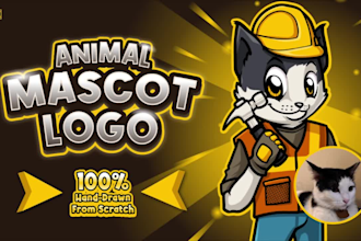 design custom animal mascot logo, caricature, cartoon and character for business
