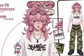 design and rig custom live 2d vtuber model 3d vtuber live2d vtuber rigging model