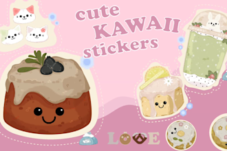 create cute kawaii, doodle art, stickers, seamless patterns