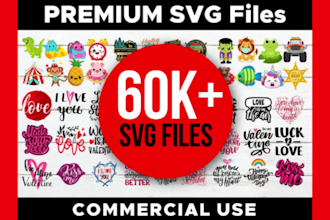 deliver 60,000 svg cut file design bundle pack