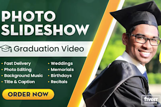 create graduation photo slideshow, wedding, memorial video