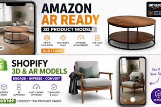 create ar ready 3d models for amazon and shopify glb usdz