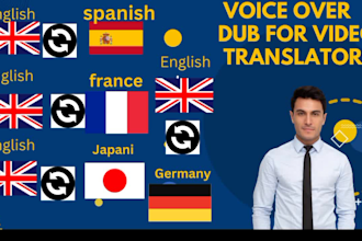 do dubbing voice over, translate or video english to spanish