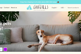 design pet shopify store dog cat animal website supplies dropshipping store