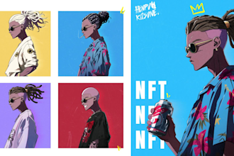 draw nft pfp art collection, anime and cartoon for nft collectible