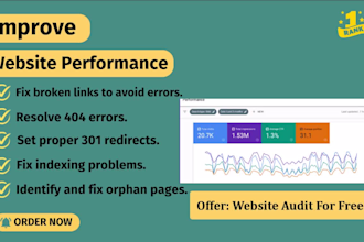 fix broken links, 404 errors, 301 redirects, and orphan pages