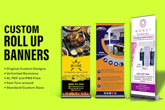 design a custom roll up banner, retractable, pull up banner