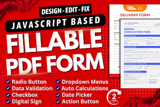 design and create fillable PDF form in 2 hours
