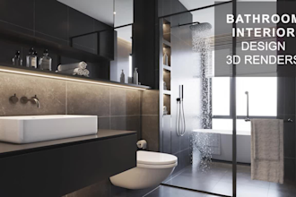 do bathroom interior design and architectural visualization in 3d rendering