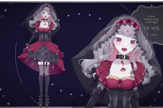 draw and rig live2d model, 2d vtuber model, custom vtuber, vtuber commission