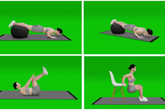 3d exercise, workout animation video for youtube
