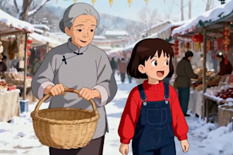 create soft cinematic 2d animation, with warm japanese inspired art