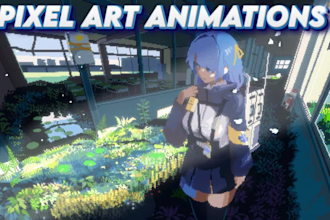 do 2d retro 8bit 16bit pixel art character looping lofi animation, animated gif