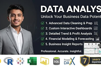 do data analysis, excel dashboard, power bi and business insights