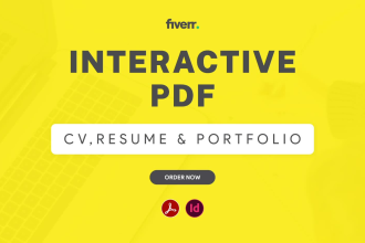design an interactive resume, CV, and portfolio on PDF
