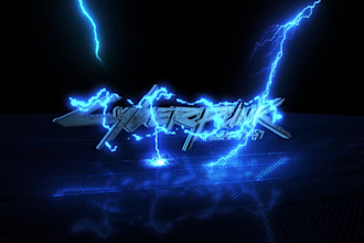 create cyberpunk style 3d thunder lightning metal logo