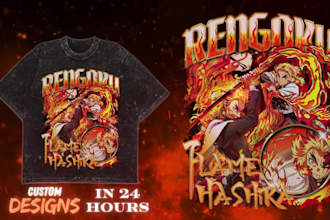 create a crazy anime vintage bootleg tshirts design for you