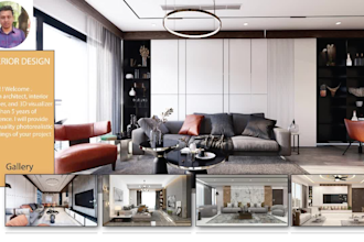 create 3d interior design for homes, office, apartment and restaurant