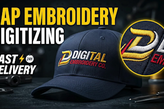 digitize cap embroidery logo fast for hats