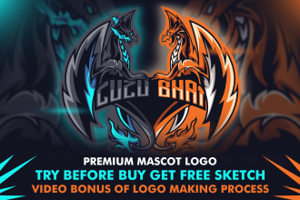 design professional mascot logo for esports, twitch, youtube, and gaming