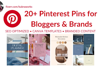 pinterest 20 pins design and content management for bloggers and brands
