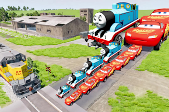 create beamng drive video with thomas train and mcqueen mods for youtube