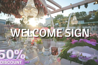 design seating chart, place cards and welcome sign